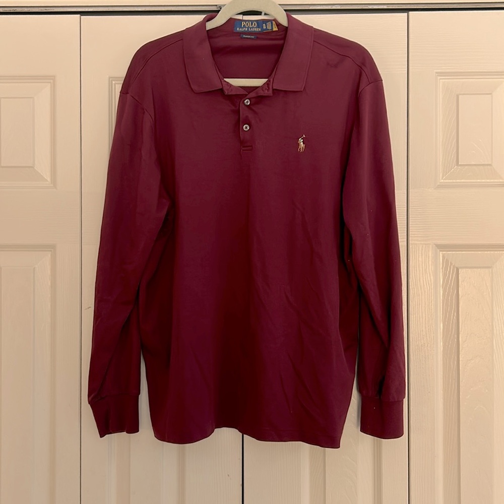 Maroon long sleeve Ralph Lauren polo shirt size XL